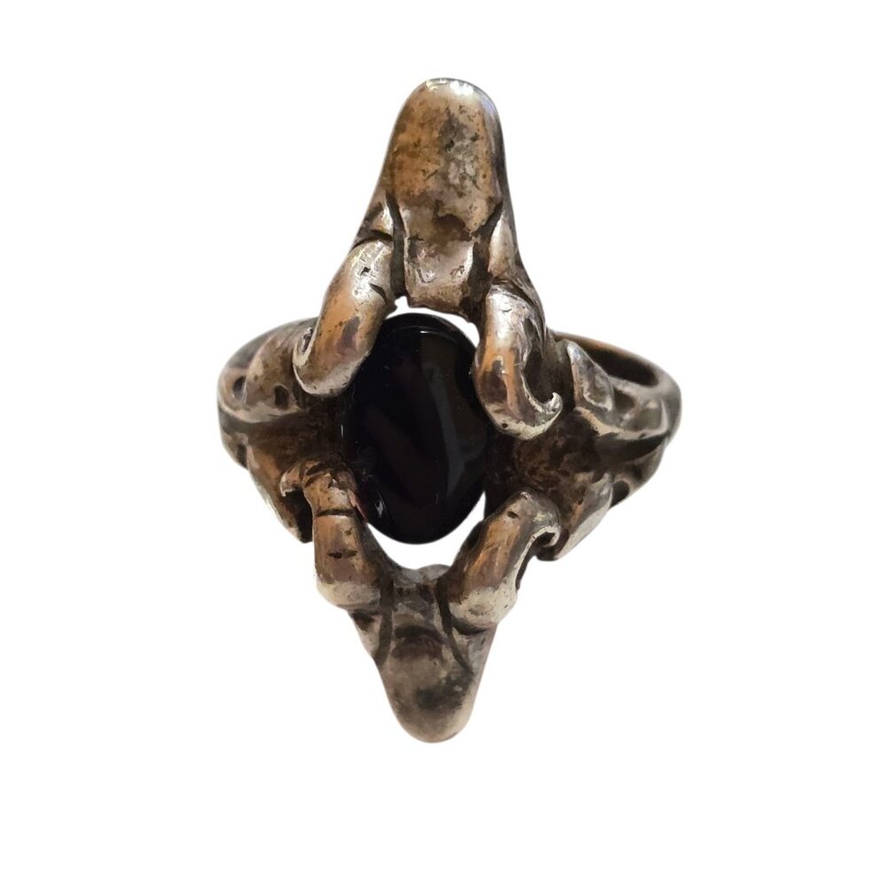 Vintage Rare Brutalist Heavy Sterling Huge Ring (A9037)